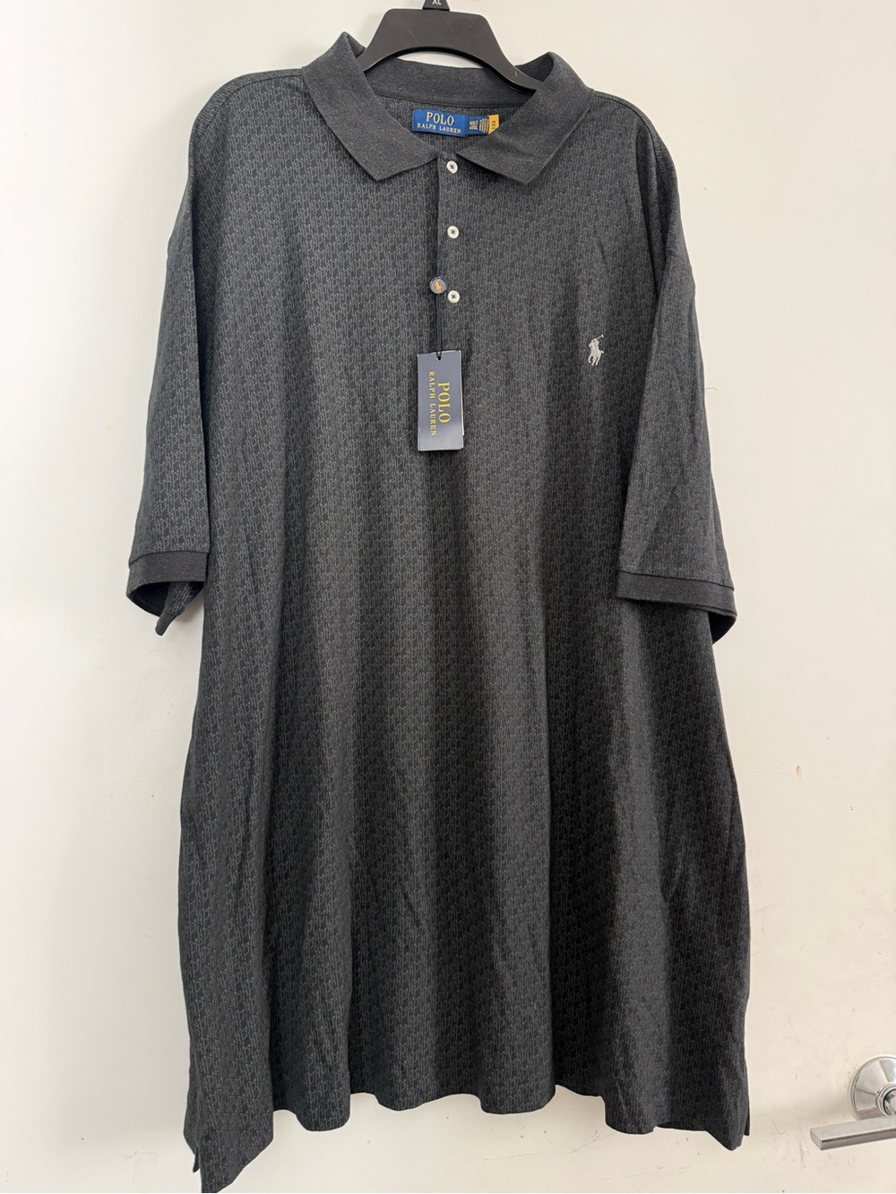 Polo Ralph Lauren Men's All-Over Monogram Logo Polo Shirt Charcoal Grey 4XLT